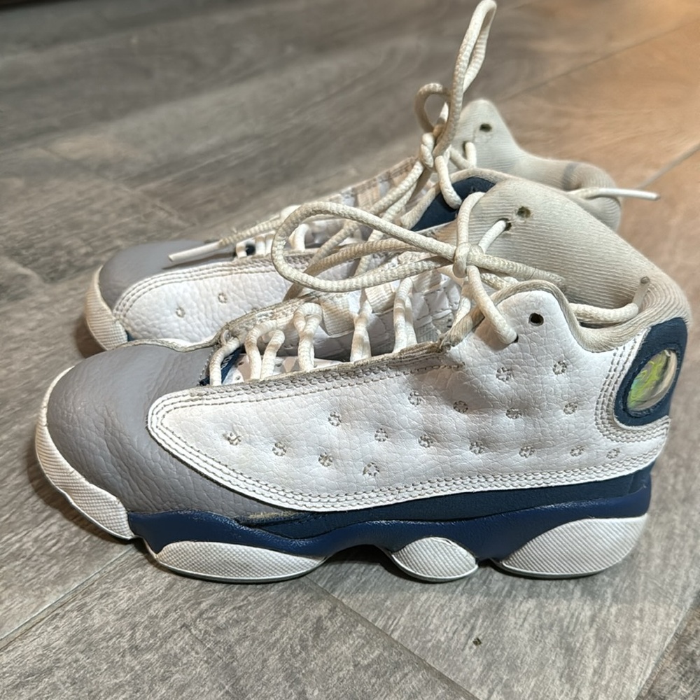 Jordan 13 kids basketball shoe Nike 13c blue and white sneakers XIII Grey